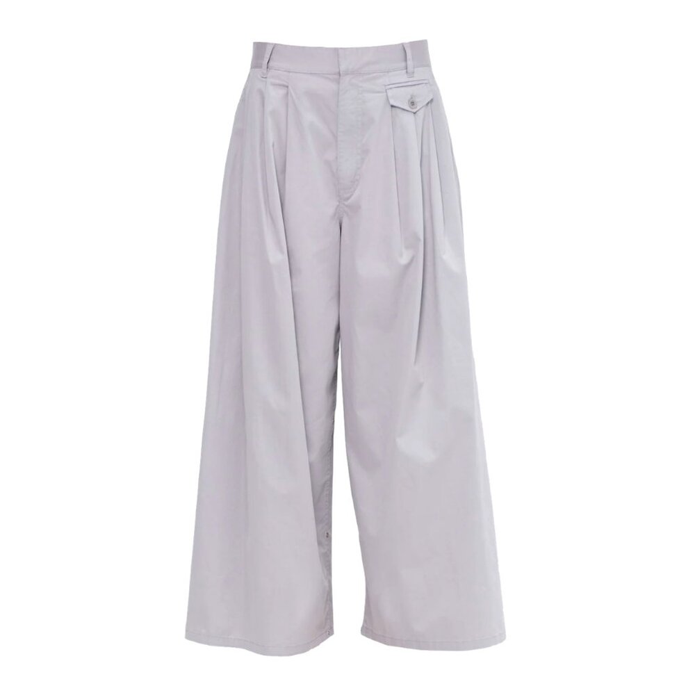 Tibi Garment Dyed Silky Cotton Triple Pleat Pant in Gray Size 29S